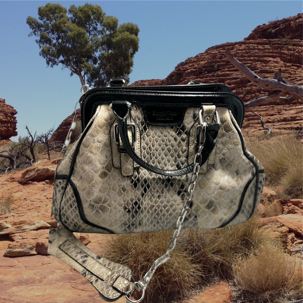 13. Simply Vera Wang Faux Snake Skin Satchel with chain strap